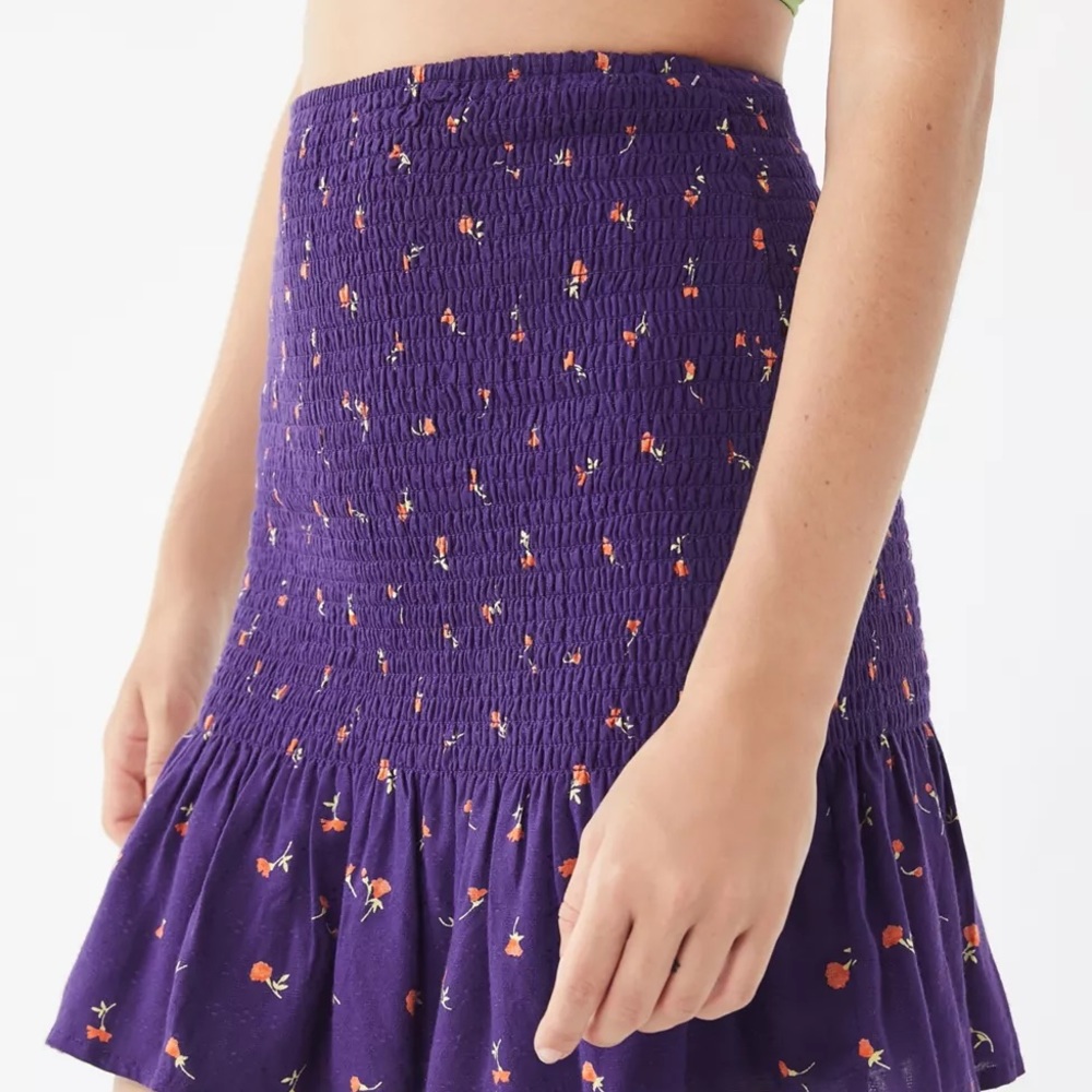 UO Tanner Floral Smocked Mini Skirt NWT L